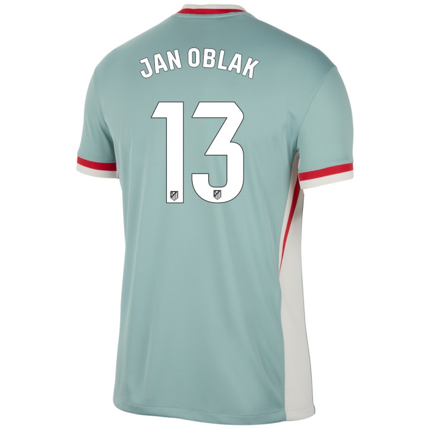 Uomo Maglia Jan Oblak #13 Beige Chiaro Blu Kit Gara Away 2024/25 Maglietta