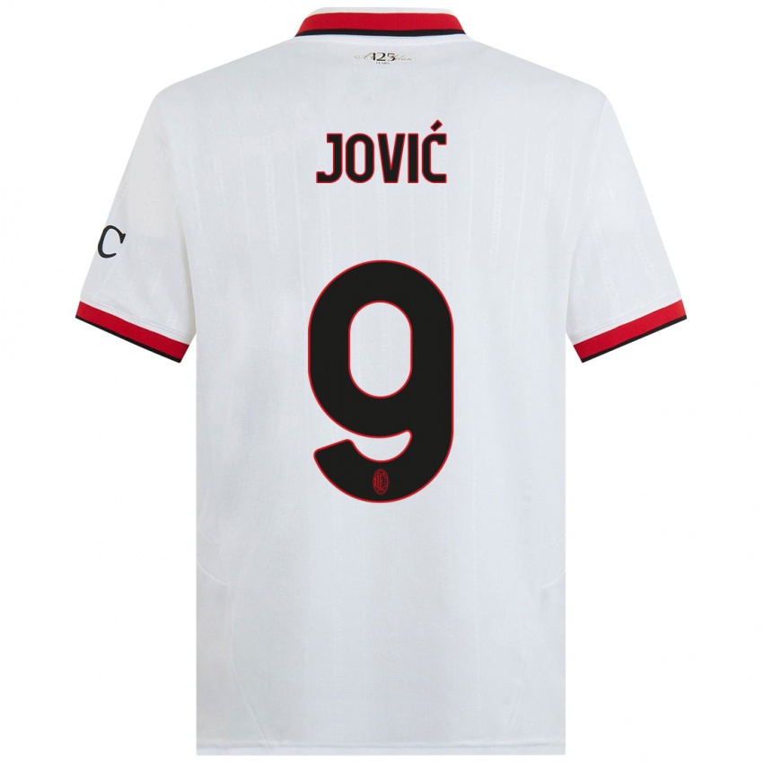 Uomo Maglia Luka Jovic #9 Bianco Nero Rosso Kit Gara Away 2024/25 Maglietta