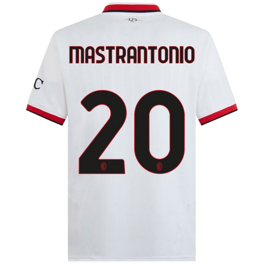 Uomo Maglia Davide Mastrantonio #20 Bianco Nero Rosso Kit Gara Away 2024/25 Maglietta