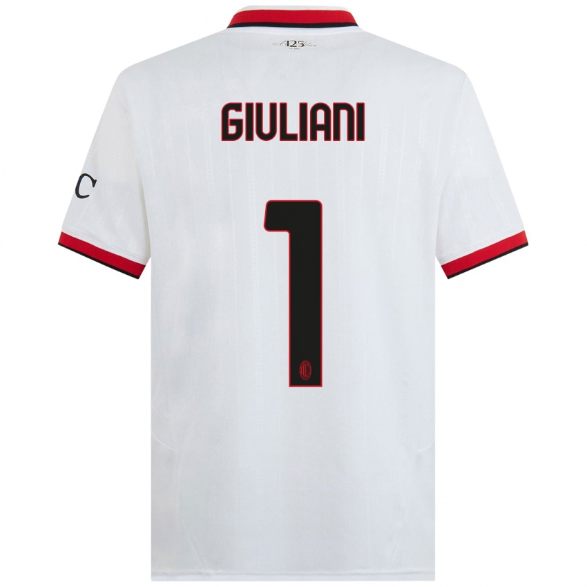 Uomo Maglia Laura Giuliani #1 Bianco Nero Rosso Kit Gara Away 2024/25 Maglietta