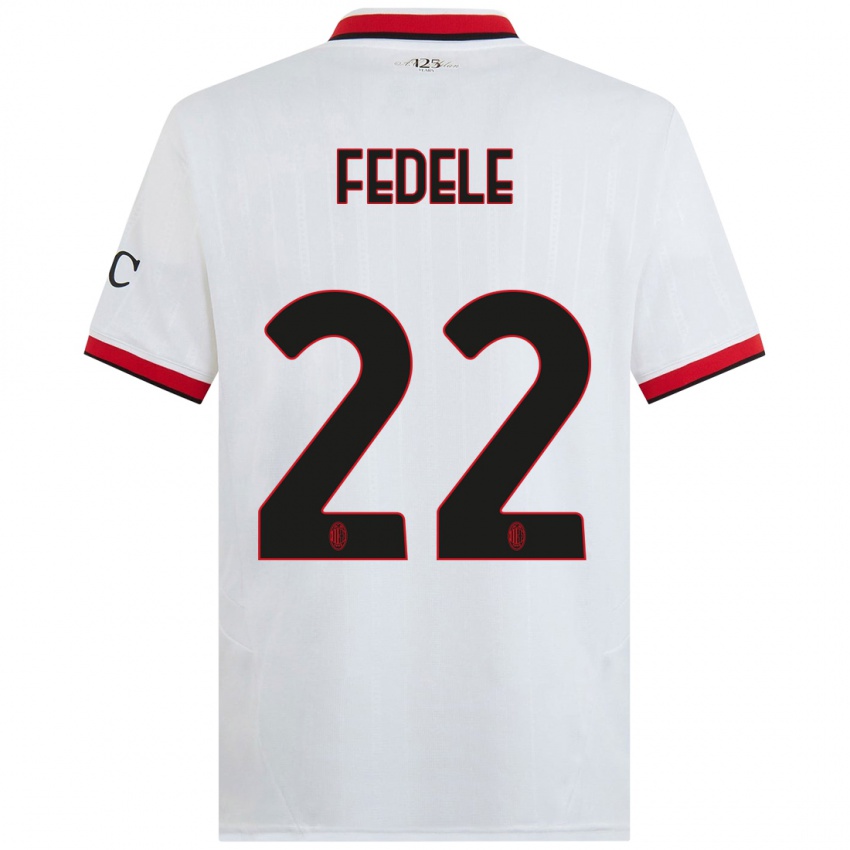 Uomo Maglia Noemi Fedele #22 Bianco Nero Rosso Kit Gara Away 2024/25 Maglietta