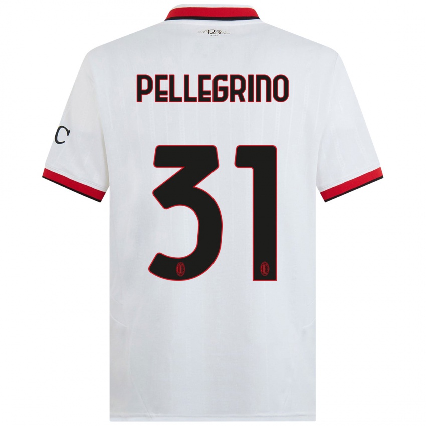 Uomo Maglia Marco Pellegrino #31 Bianco Nero Rosso Kit Gara Away 2024/25 Maglietta