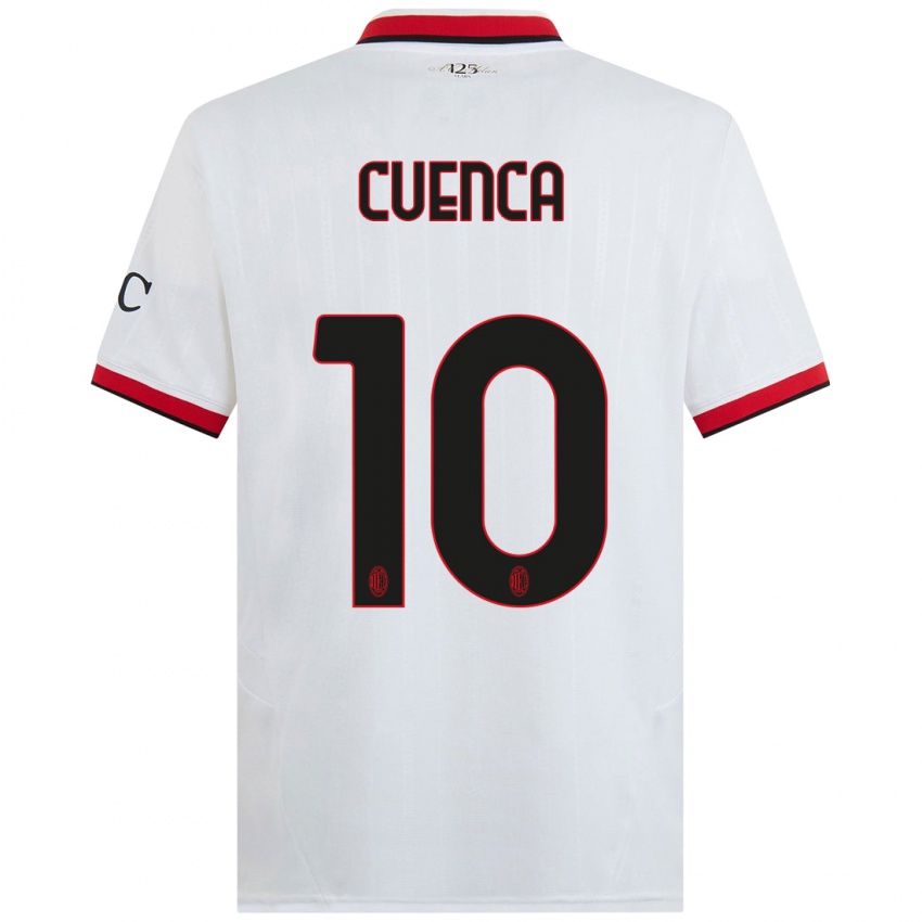 Uomo Maglia Hugo Cuenca #10 Bianco Nero Rosso Kit Gara Away 2024/25 Maglietta