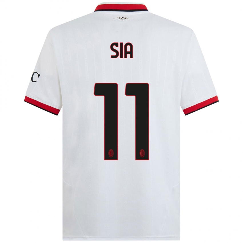 Uomo Maglia Diego Sia #11 Bianco Nero Rosso Kit Gara Away 2024/25 Maglietta