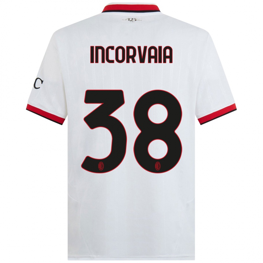 Uomo Maglia Giovanni Incorvaia #38 Bianco Nero Rosso Kit Gara Away 2024/25 Maglietta