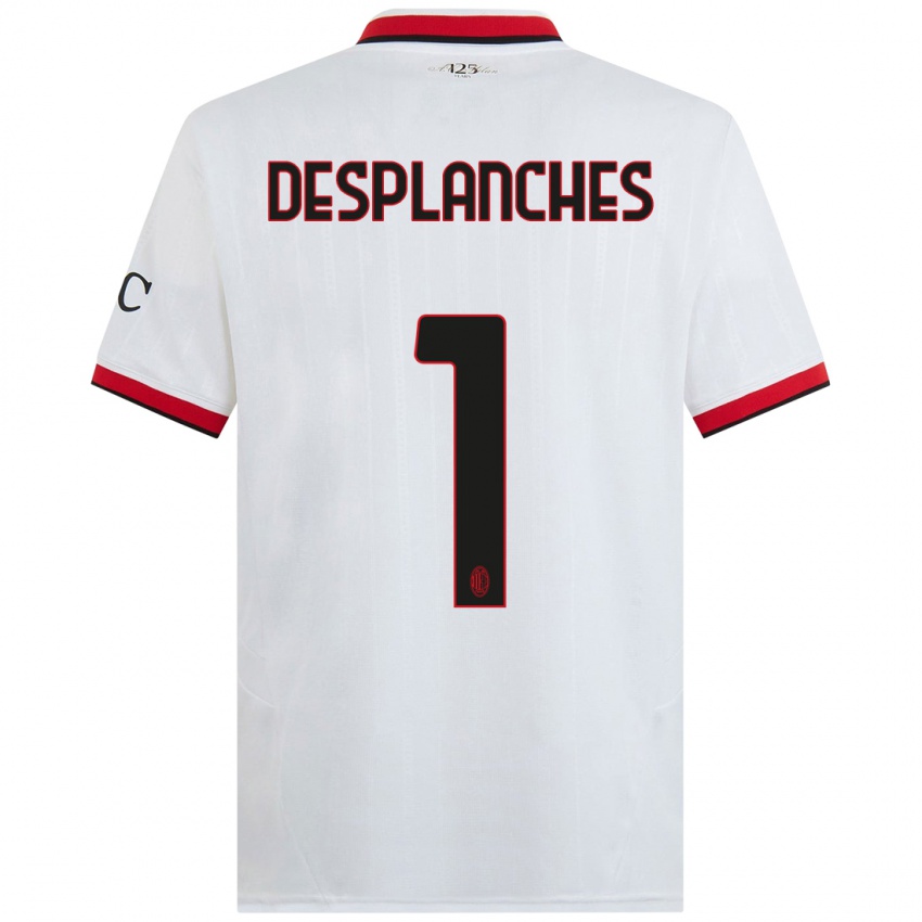 Uomo Maglia Sebastiano Desplanches #1 Bianco Nero Rosso Kit Gara Away 2024/25 Maglietta