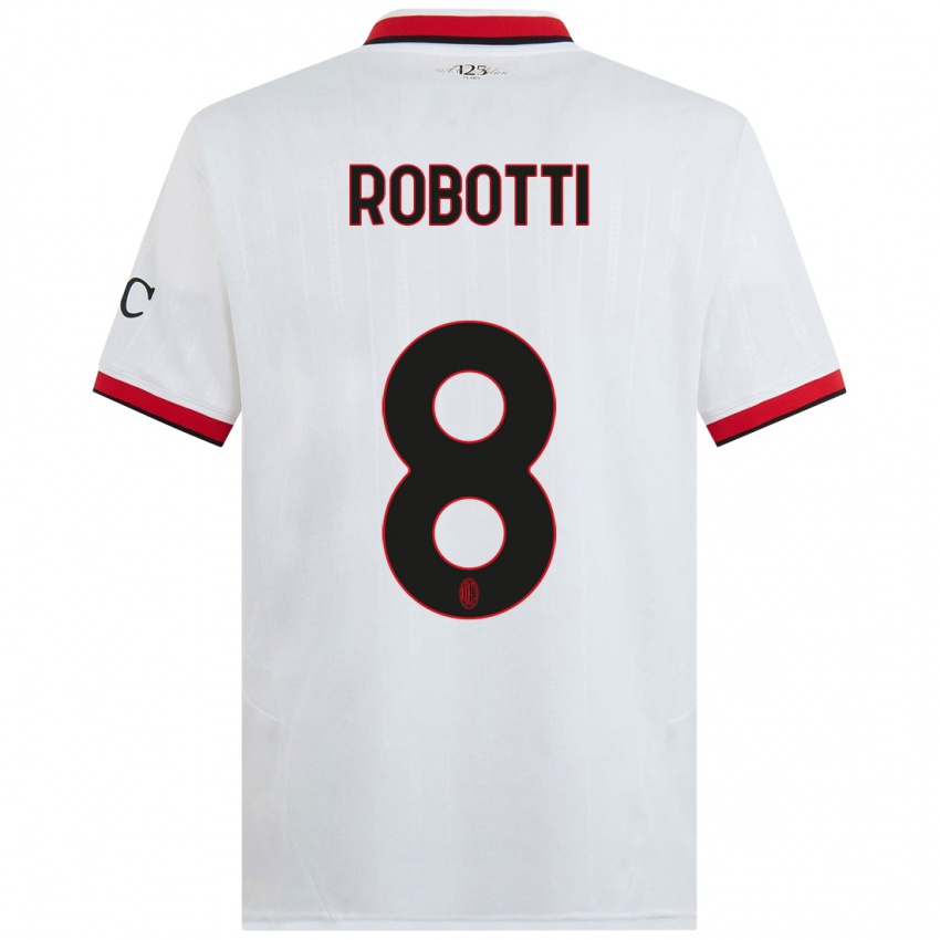 Uomo Maglia Giovanni Robotti #8 Bianco Nero Rosso Kit Gara Away 2024/25 Maglietta