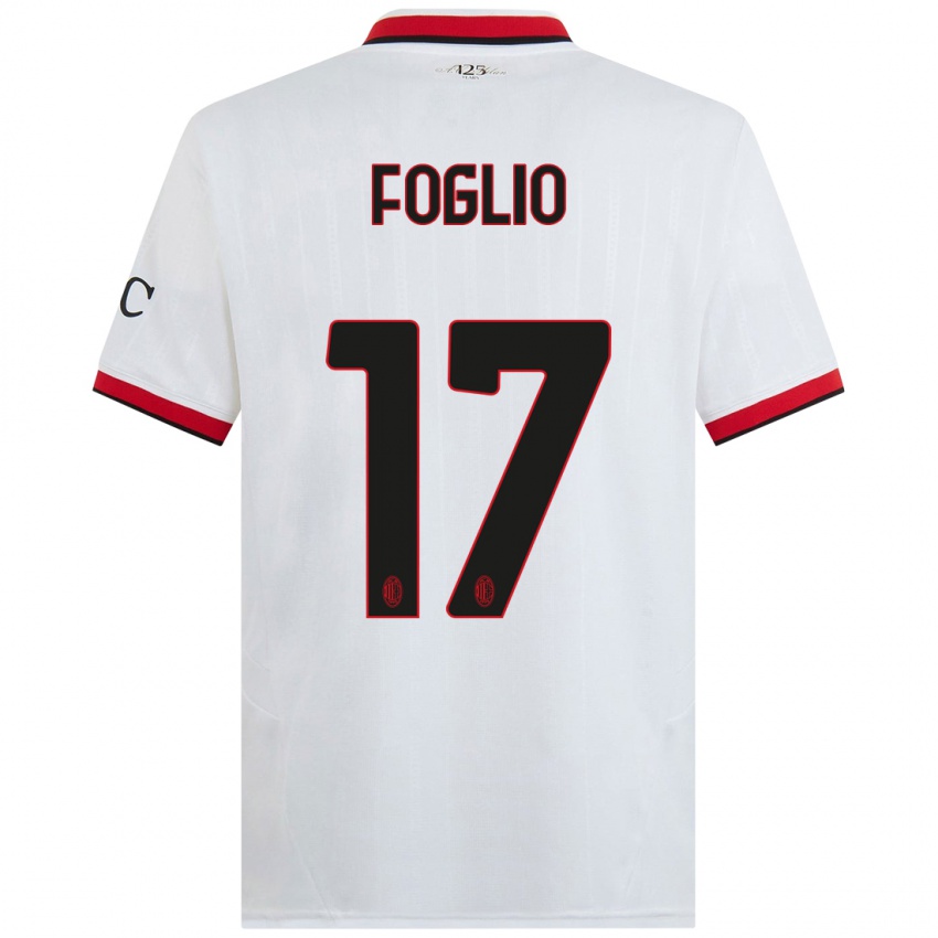 Uomo Maglia Christian Foglio #17 Bianco Nero Rosso Kit Gara Away 2024/25 Maglietta