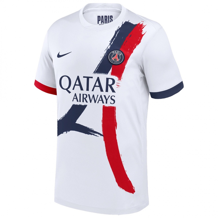 Uomo Maglia Presnel Kimpembe #3 Bianco Blu Rosso Kit Gara Away 2024/25 Maglietta