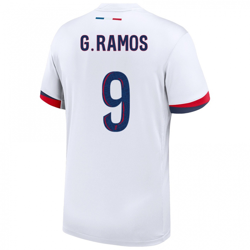 Uomo Maglia Gonçalo Ramos #9 Bianco Blu Rosso Kit Gara Away 2024/25 Maglietta