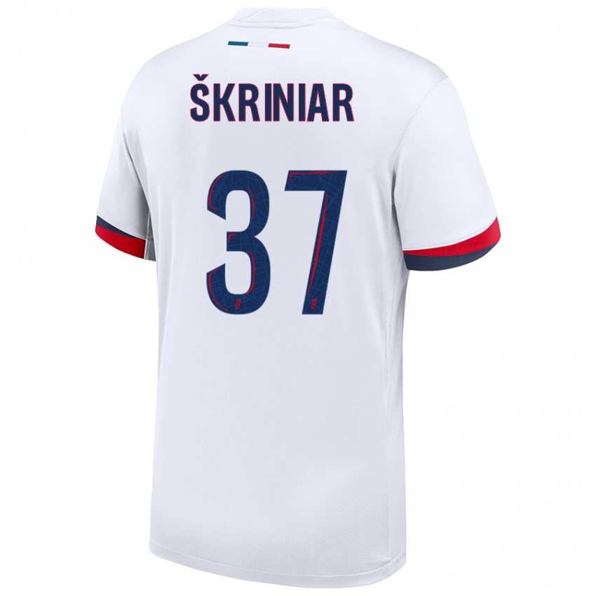 Uomo Maglia Milan Skriniar #37 Bianco Blu Rosso Kit Gara Away 2024/25 Maglietta