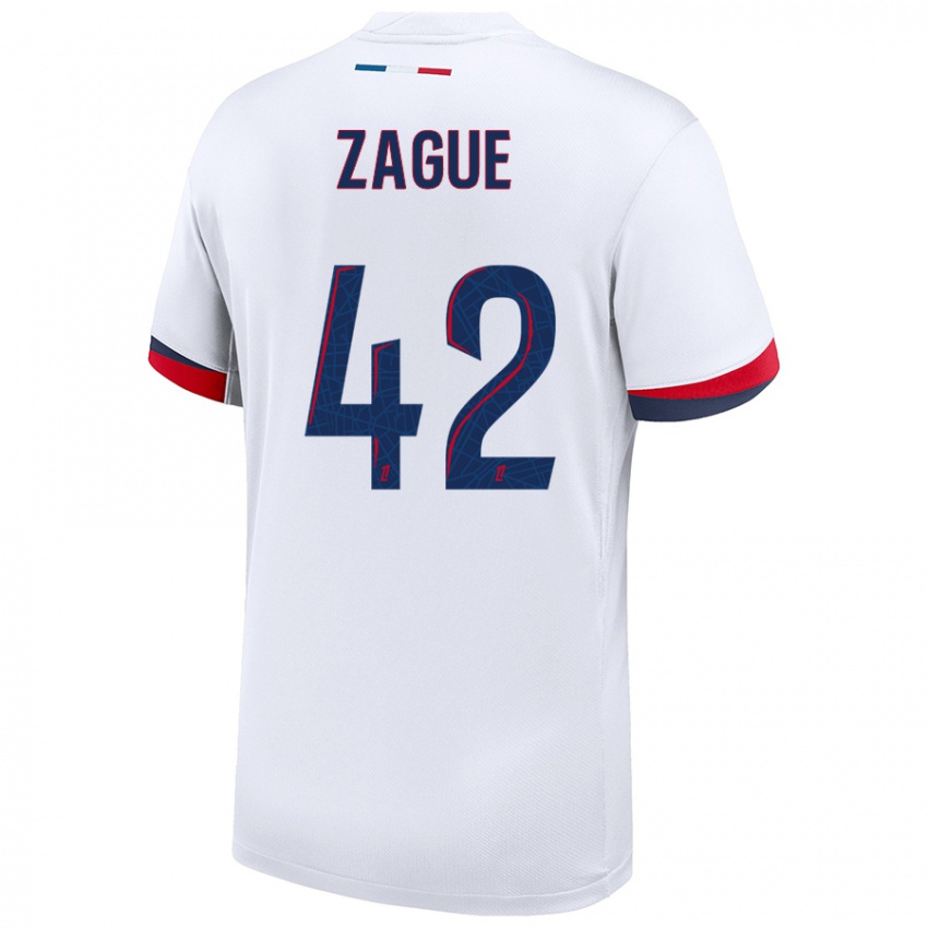 Uomo Maglia Yoram Zague #42 Bianco Blu Rosso Kit Gara Away 2024/25 Maglietta