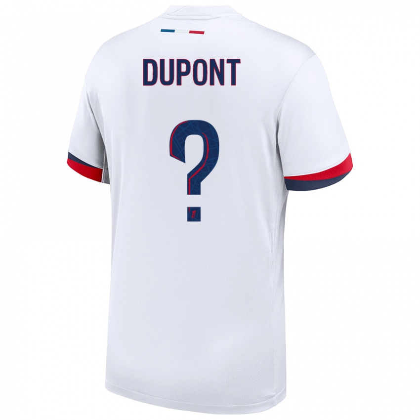 Uomo Maglia Raphaël Dupont #0 Bianco Blu Rosso Kit Gara Away 2024/25 Maglietta