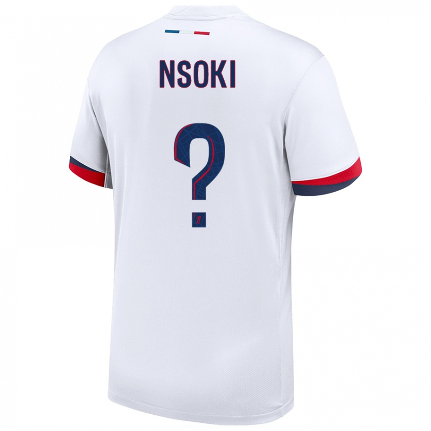 Uomo Maglia Noah Nsoki #0 Bianco Blu Rosso Kit Gara Away 2024/25 Maglietta