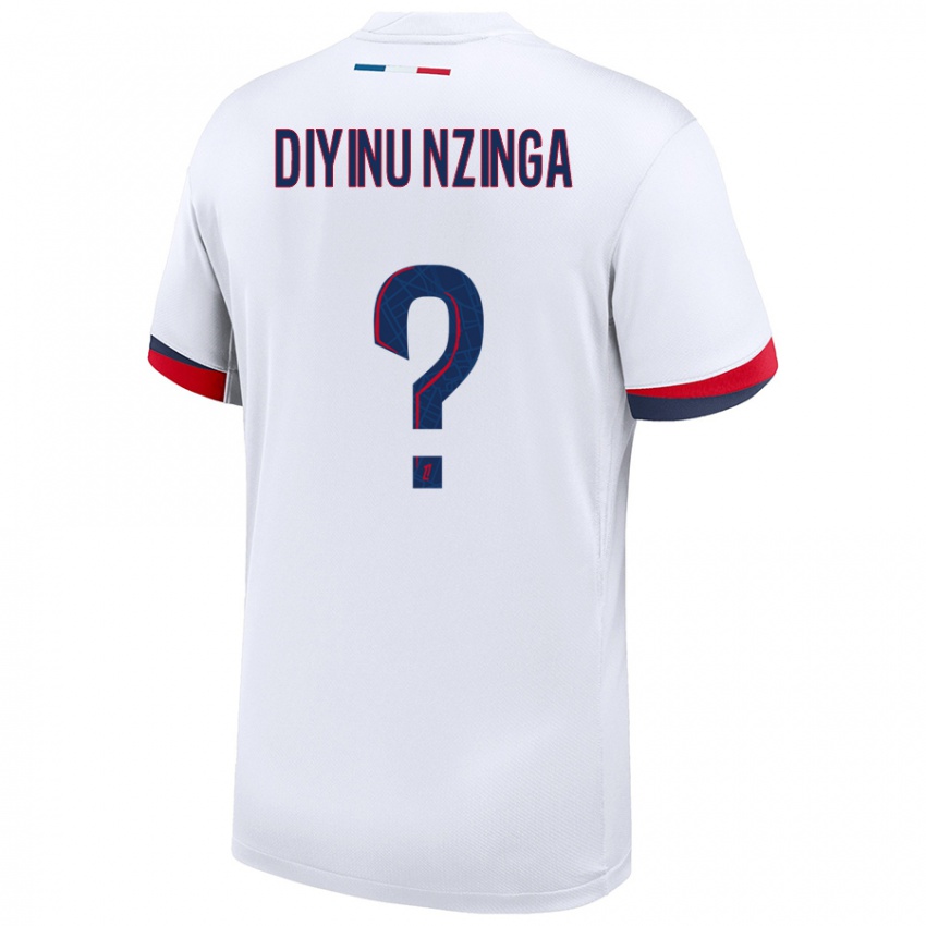 Uomo Maglia Vainqueur Diyinu Nzinga #0 Bianco Blu Rosso Kit Gara Away 2024/25 Maglietta