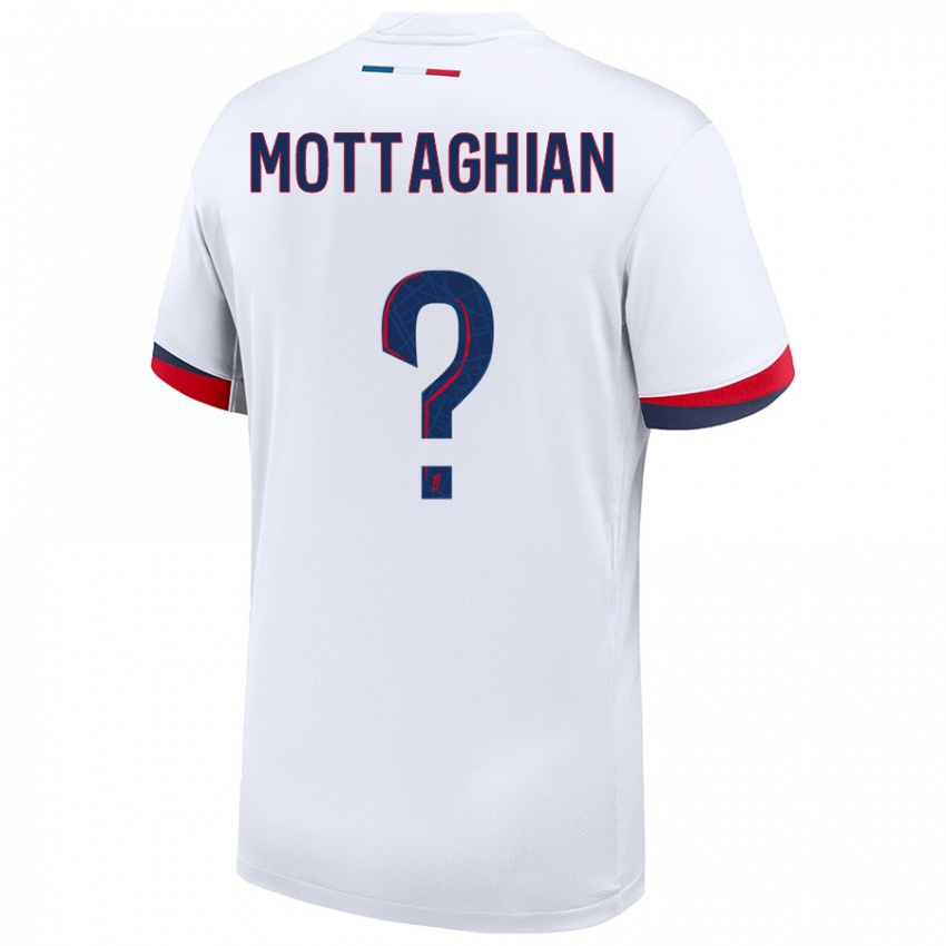 Uomo Maglia Keyvan Mottaghian #0 Bianco Blu Rosso Kit Gara Away 2024/25 Maglietta