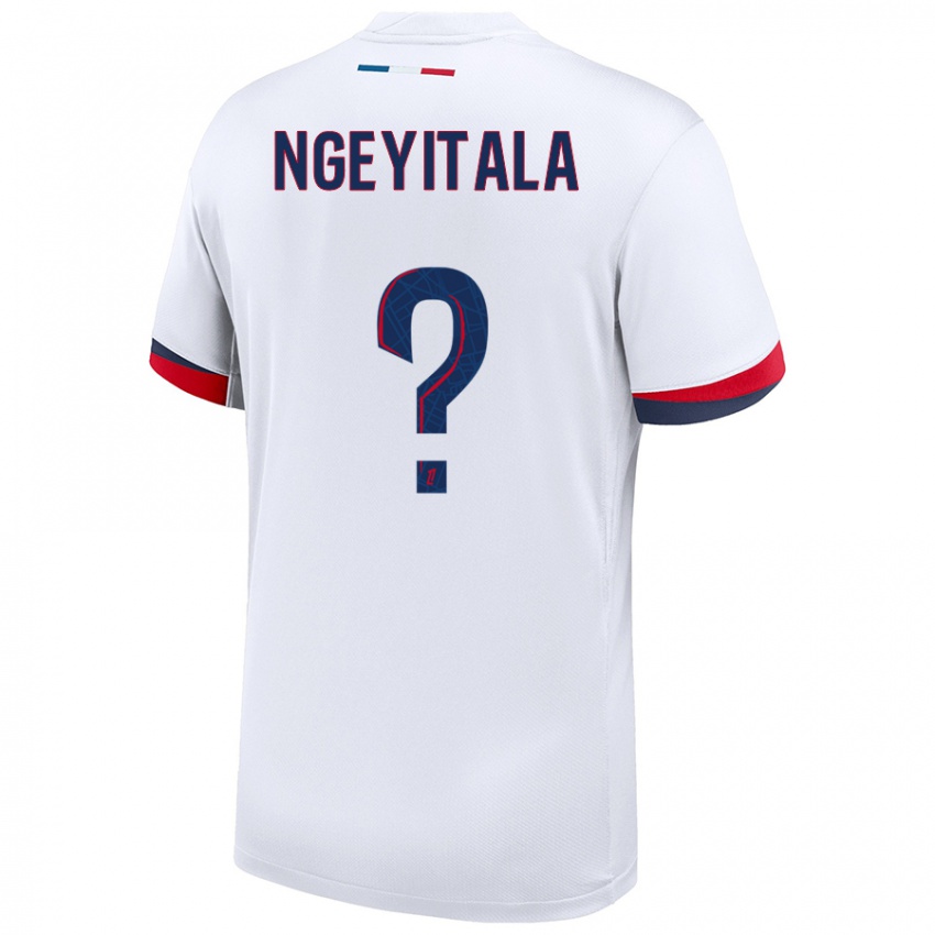 Uomo Maglia Aurélien Ngeyitala #0 Bianco Blu Rosso Kit Gara Away 2024/25 Maglietta