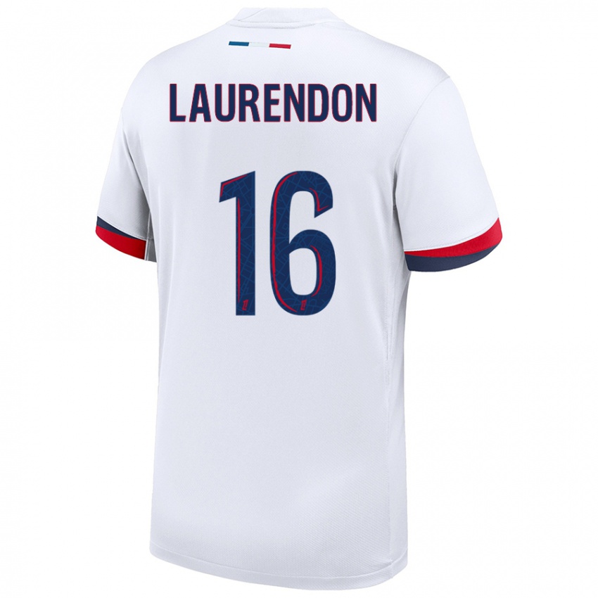 Uomo Maglia Bilal Laurendon #16 Bianco Blu Rosso Kit Gara Away 2024/25 Maglietta