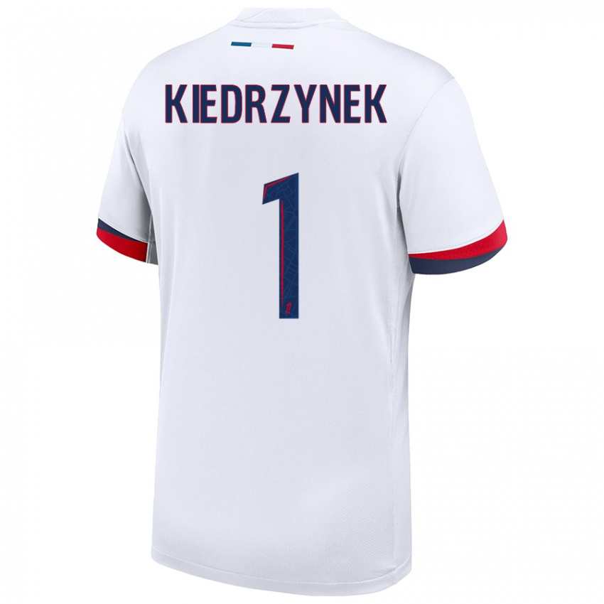 Uomo Maglia Katarzyna Kiedrzynek #1 Bianco Blu Rosso Kit Gara Away 2024/25 Maglietta