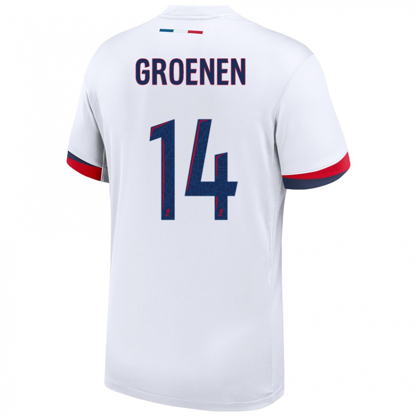 Uomo Maglia Jackie Groenen #14 Bianco Blu Rosso Kit Gara Away 2024/25 Maglietta