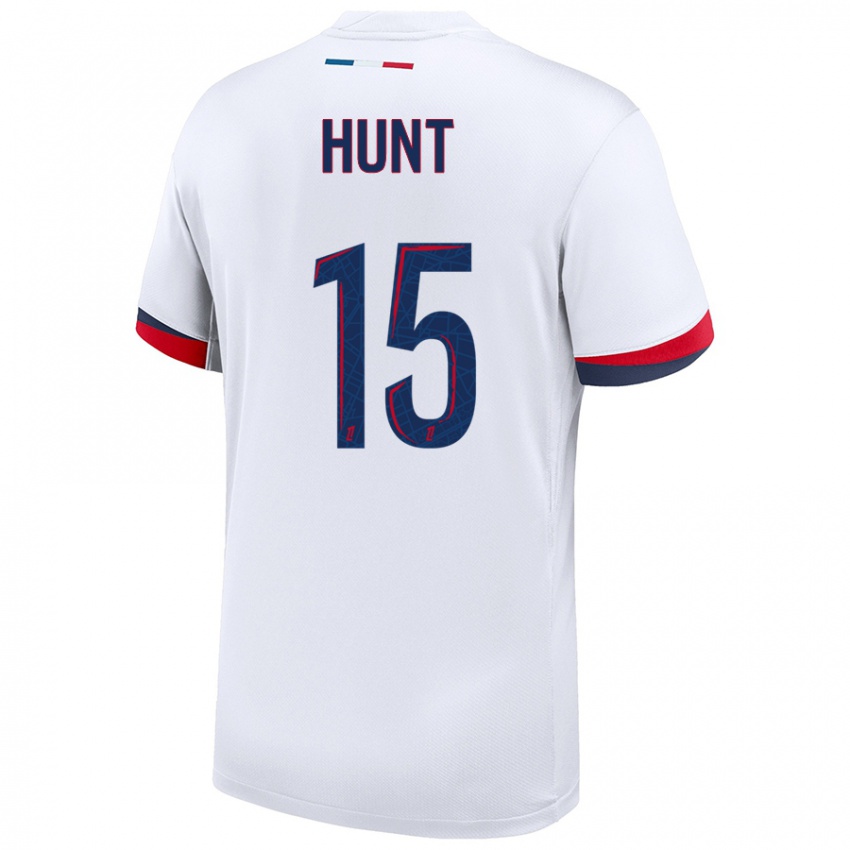 Uomo Maglia Clare Hunt #15 Bianco Blu Rosso Kit Gara Away 2024/25 Maglietta