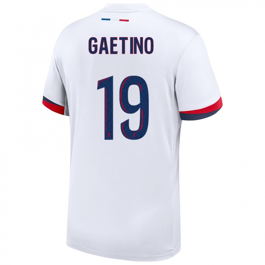 Uomo Maglia Eva Gaetino #19 Bianco Blu Rosso Kit Gara Away 2024/25 Maglietta