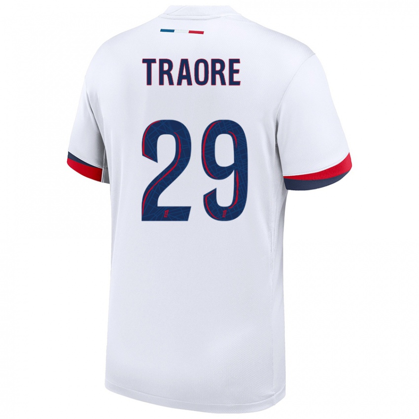 Uomo Maglia Manssita Traoré #29 Bianco Blu Rosso Kit Gara Away 2024/25 Maglietta