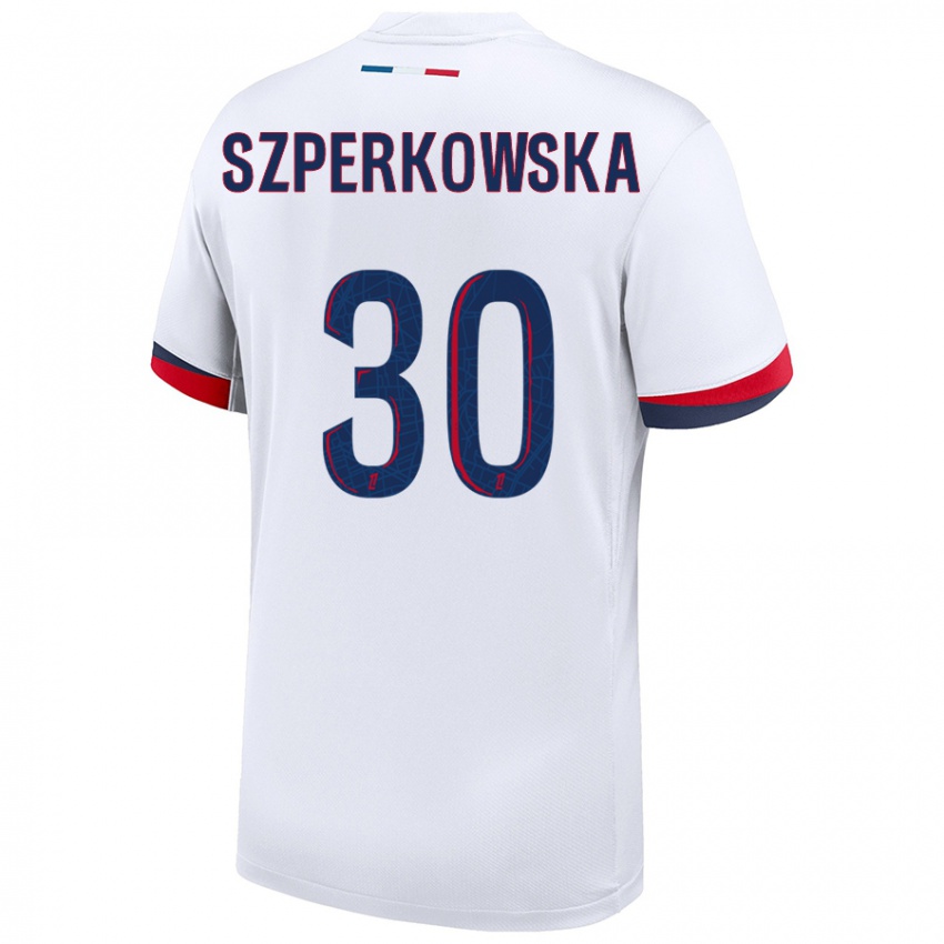 Uomo Maglia Oliwia Szperkowska #30 Bianco Blu Rosso Kit Gara Away 2024/25 Maglietta