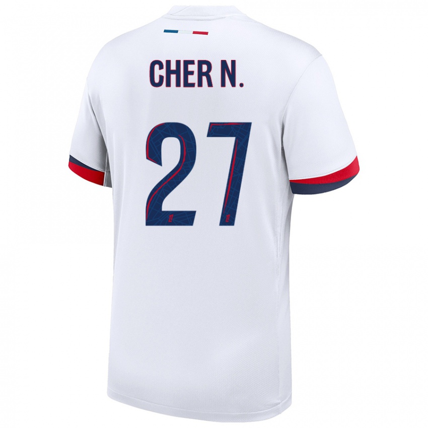 Uomo Maglia Cher Ndour #27 Bianco Blu Rosso Kit Gara Away 2024/25 Maglietta