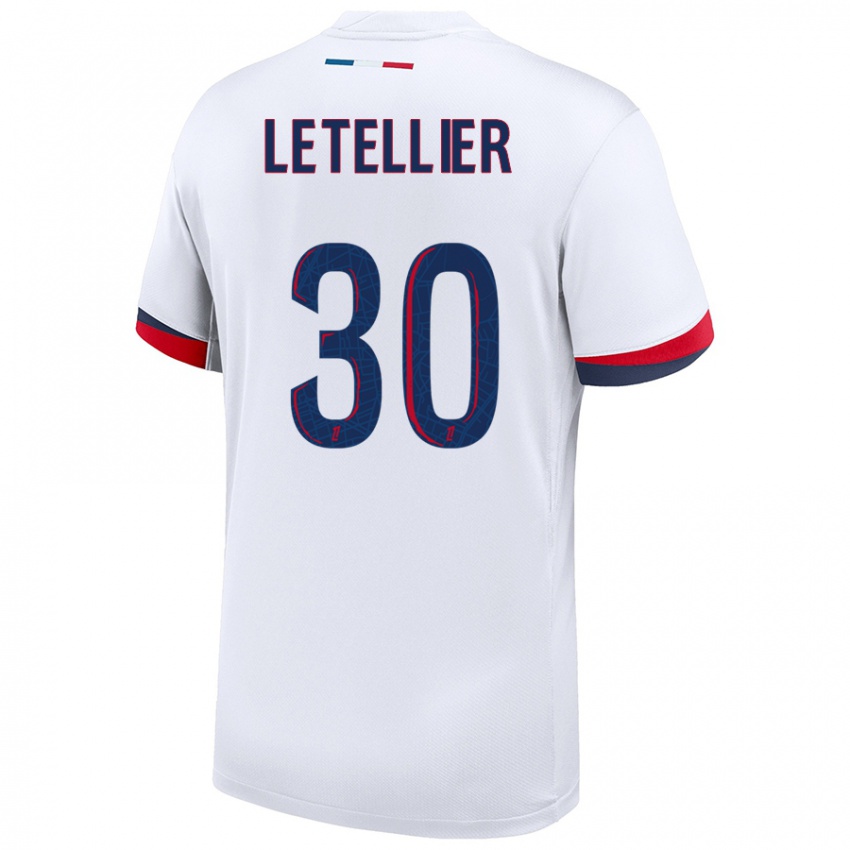 Uomo Maglia Alexandre Letellier #30 Bianco Blu Rosso Kit Gara Away 2024/25 Maglietta