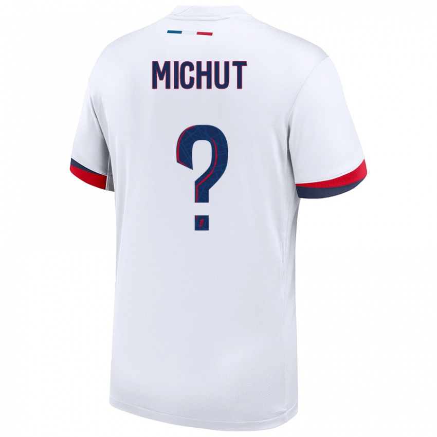 Uomo Maglia Etienne Michut #0 Bianco Blu Rosso Kit Gara Away 2024/25 Maglietta