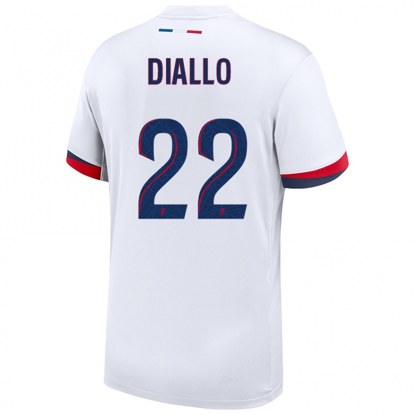 Uomo Maglia Abdou Diallo #22 Bianco Blu Rosso Kit Gara Away 2024/25 Maglietta