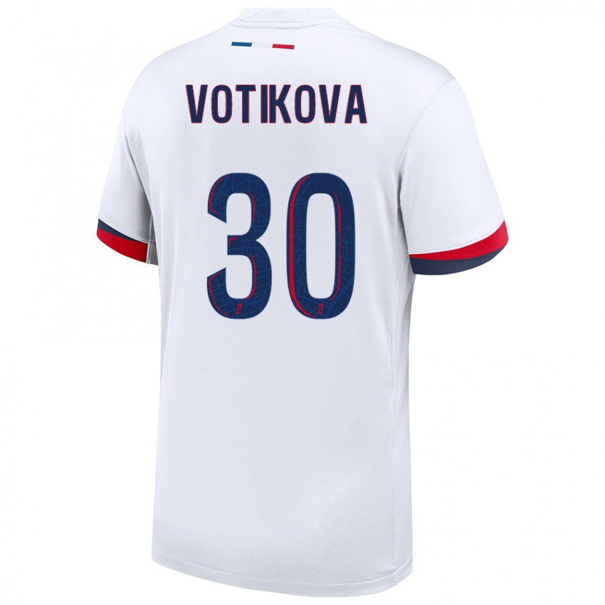 Uomo Maglia Barbora Votikova #30 Bianco Blu Rosso Kit Gara Away 2024/25 Maglietta