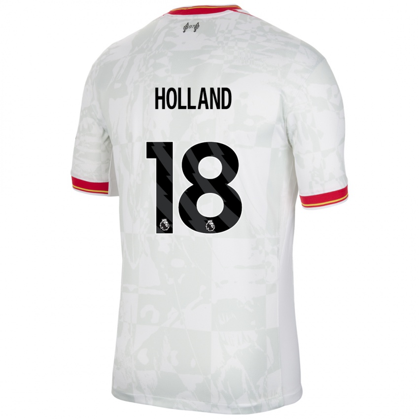 Uomo Maglia Ceri Holland #18 Bianco Rosso Nero Kit Gara Third 2024/25 Maglietta