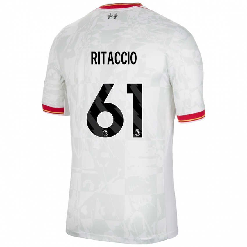 Uomo Maglia Matteo Ritaccio #61 Bianco Rosso Nero Kit Gara Third 2024/25 Maglietta