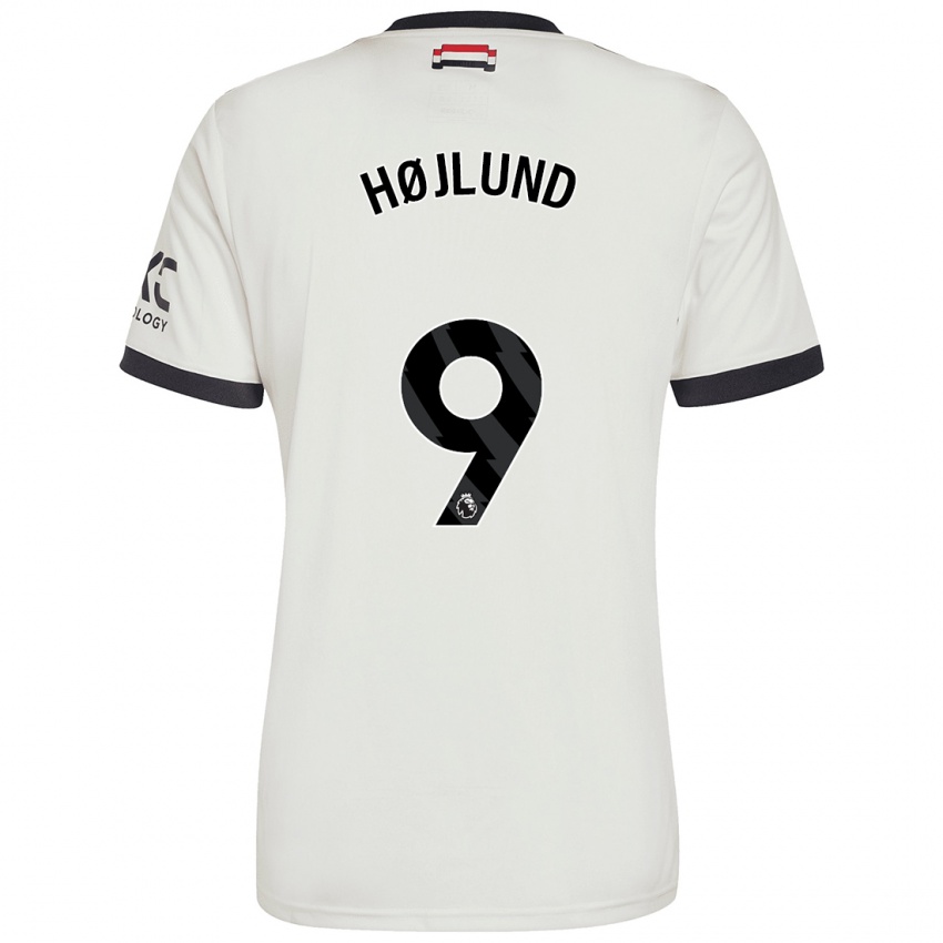 Uomo Maglia Rasmus Højlund #9 Bianco Sporco Kit Gara Third 2024/25 Maglietta