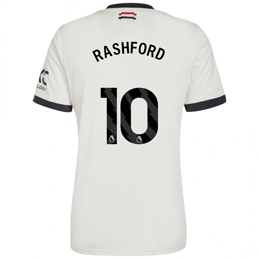 Uomo Maglia Marcus Rashford #10 Bianco Sporco Kit Gara Third 2024/25 Maglietta