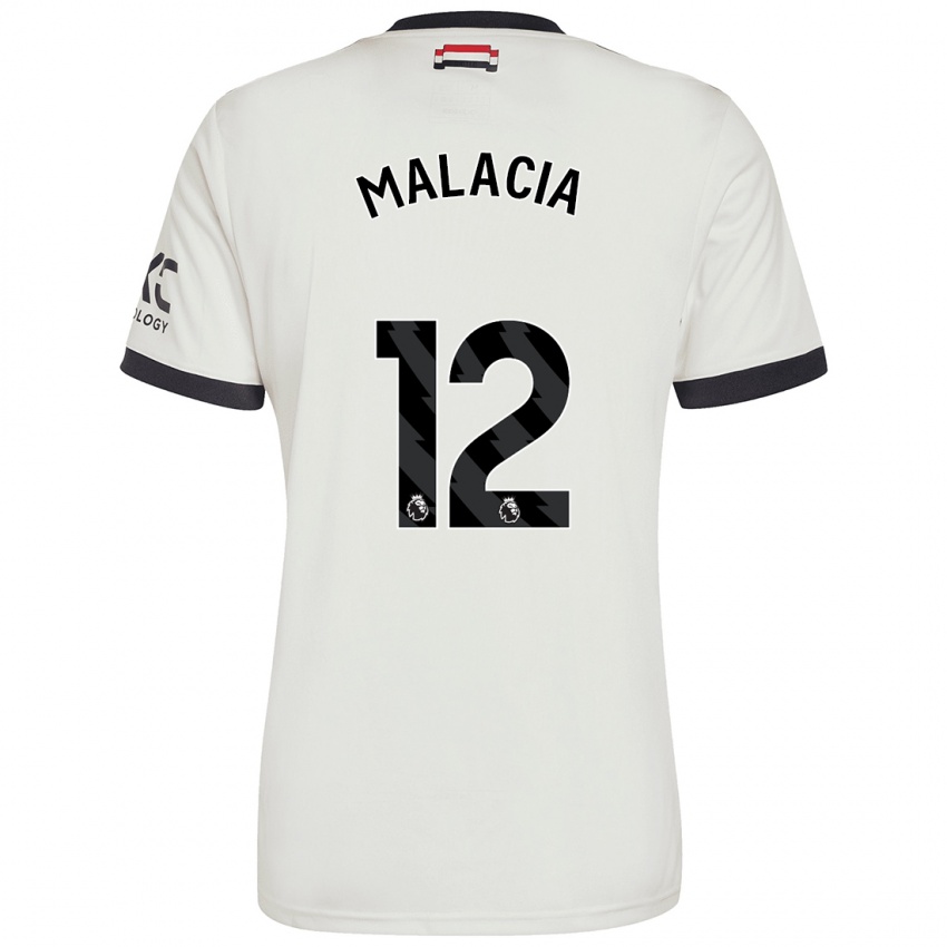 Uomo Maglia Tyrell Malacia #12 Bianco Sporco Kit Gara Third 2024/25 Maglietta