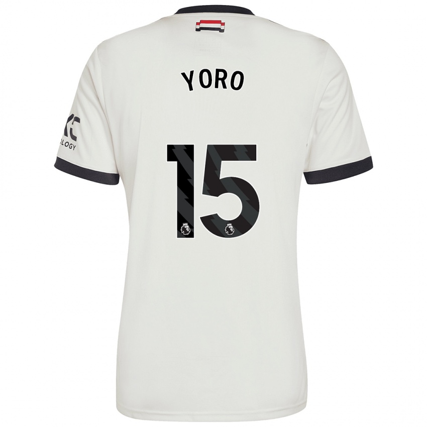 Uomo Maglia Leny Yoro #15 Bianco Sporco Kit Gara Third 2024/25 Maglietta