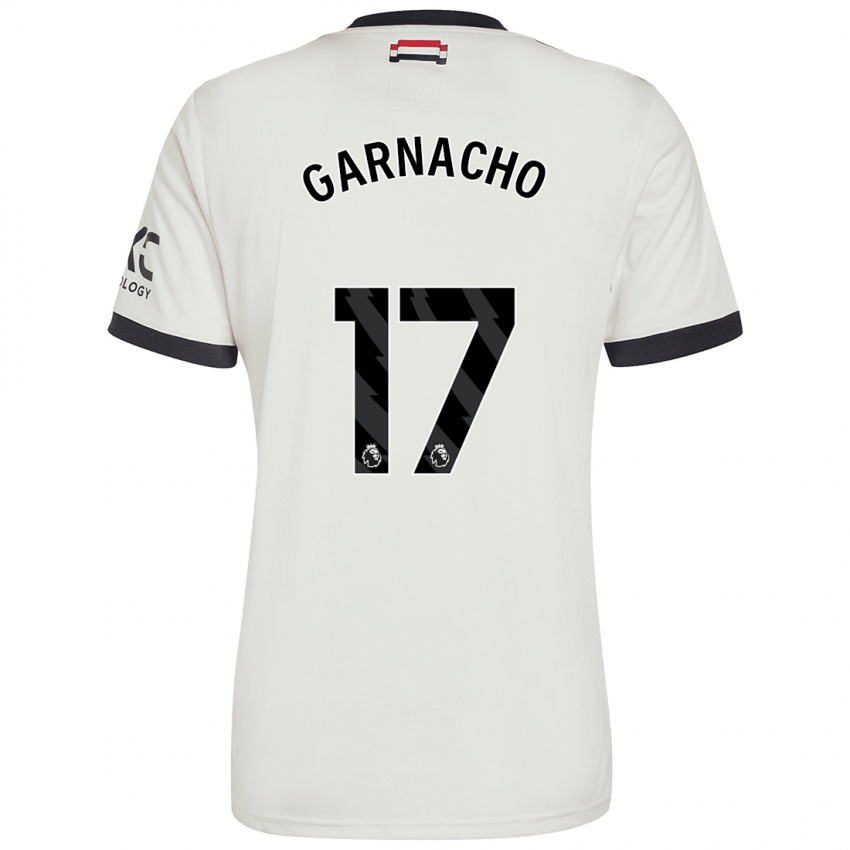 Uomo Maglia Alejandro Garnacho #17 Bianco Sporco Kit Gara Third 2024/25 Maglietta