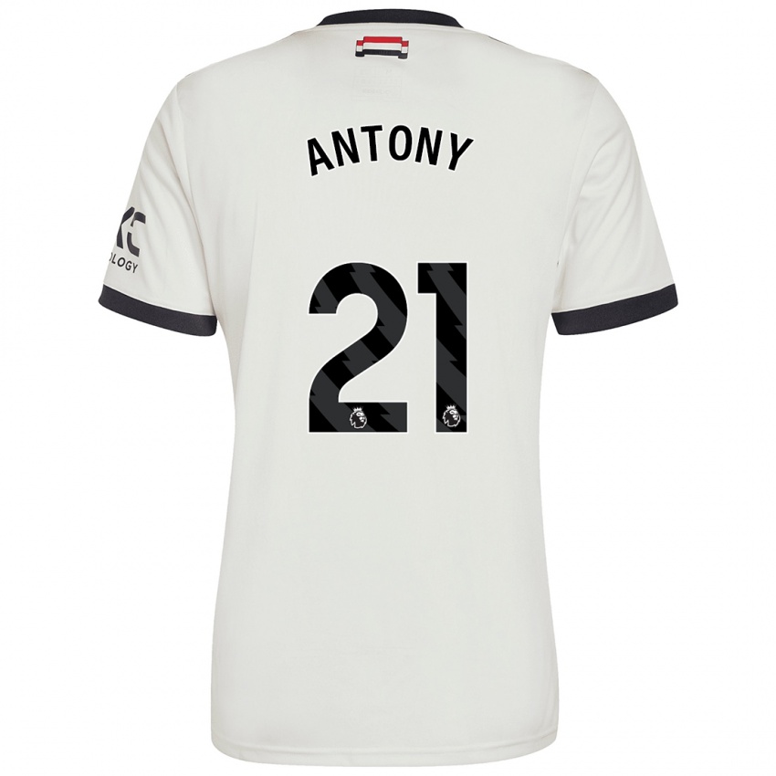 Uomo Maglia Antony #21 Bianco Sporco Kit Gara Third 2024/25 Maglietta