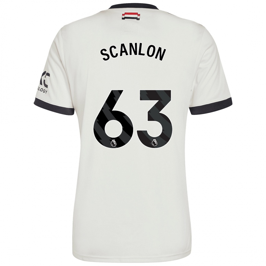 Uomo Maglia James Scanlon #63 Bianco Sporco Kit Gara Third 2024/25 Maglietta