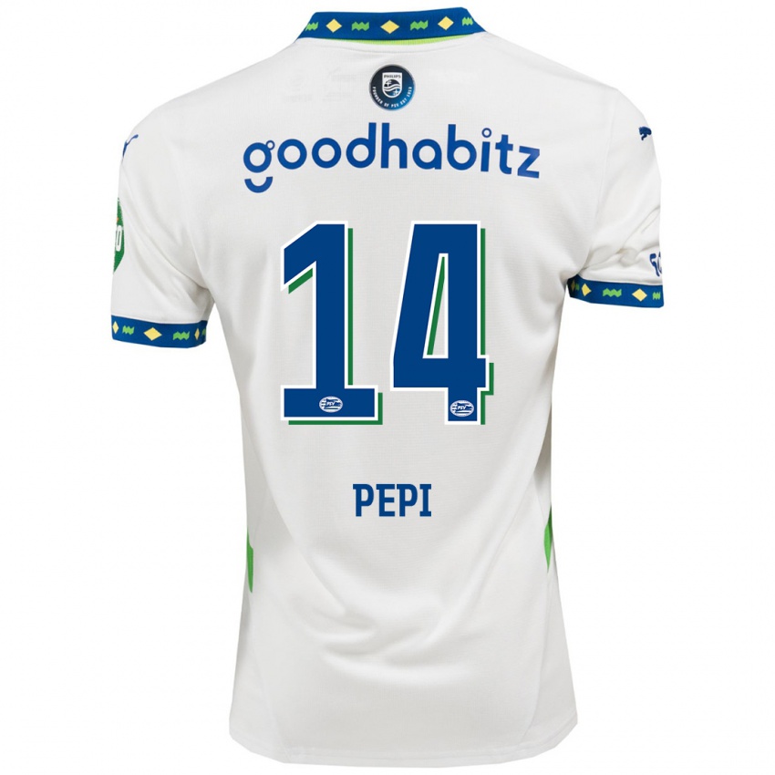 Uomo Maglia Ricardo Pepi #14 Bianco Blu Scuro Kit Gara Third 2024/25 Maglietta