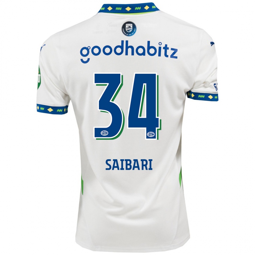 Uomo Maglia Ismael Saibari #34 Bianco Blu Scuro Kit Gara Third 2024/25 Maglietta