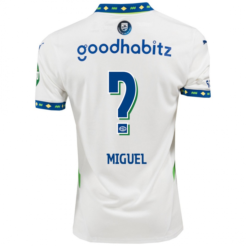 Uomo Maglia Yani Miguel #0 Bianco Blu Scuro Kit Gara Third 2024/25 Maglietta