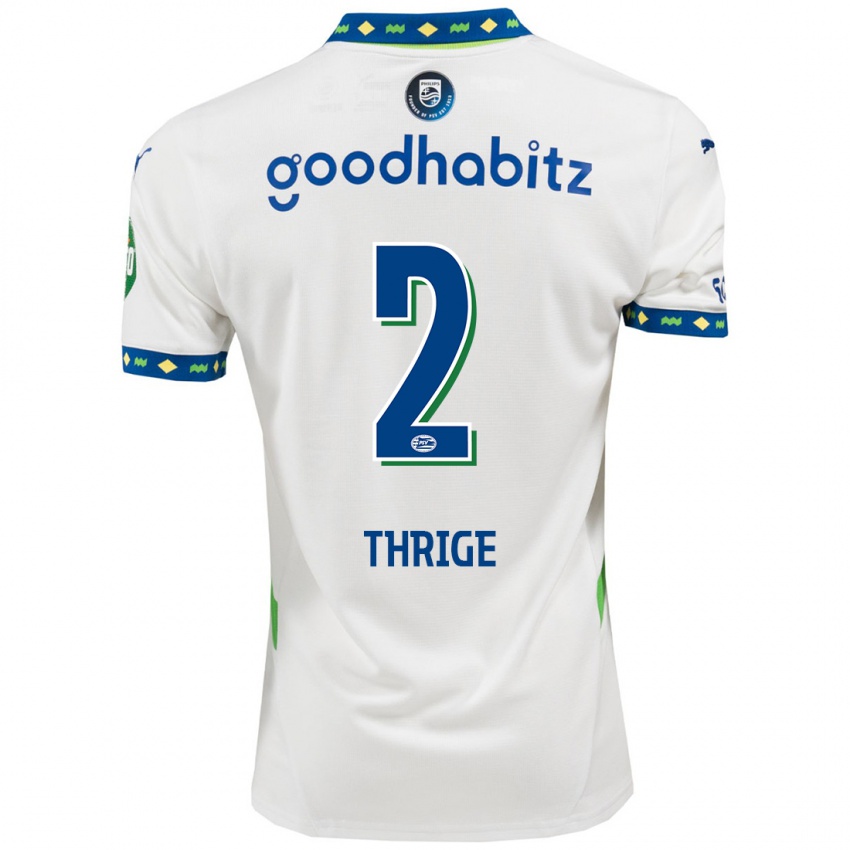 Uomo Maglia Sara Thrige #2 Bianco Blu Scuro Kit Gara Third 2024/25 Maglietta