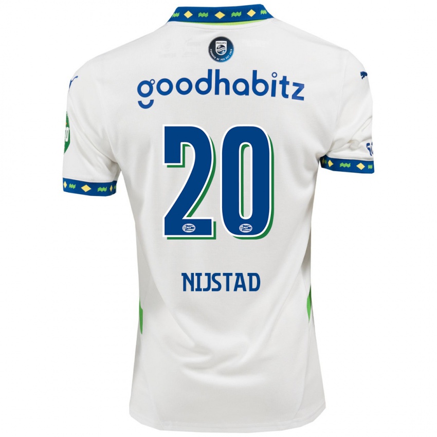 Uomo Maglia Nina Nijstad #20 Bianco Blu Scuro Kit Gara Third 2024/25 Maglietta