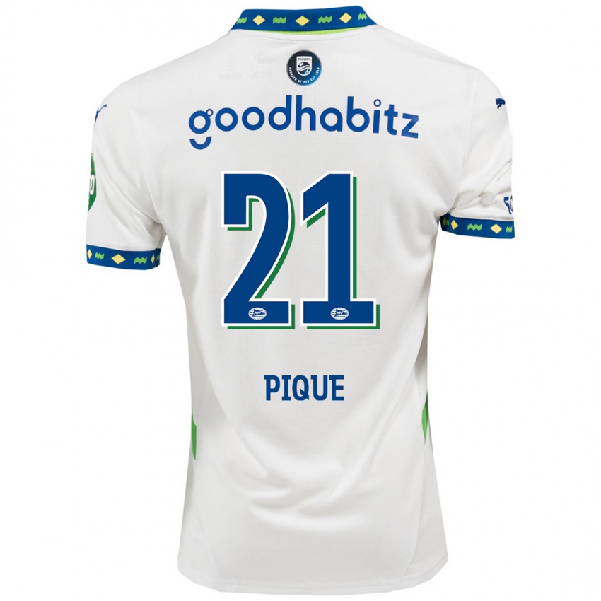 Uomo Maglia Naomi Piqué #21 Bianco Blu Scuro Kit Gara Third 2024/25 Maglietta