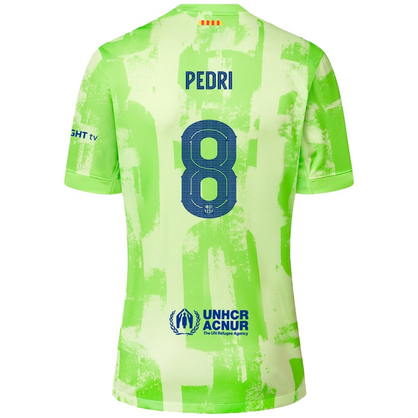 Uomo Maglia Pedri #8 Lime Kit Gara Third 2024/25 Maglietta