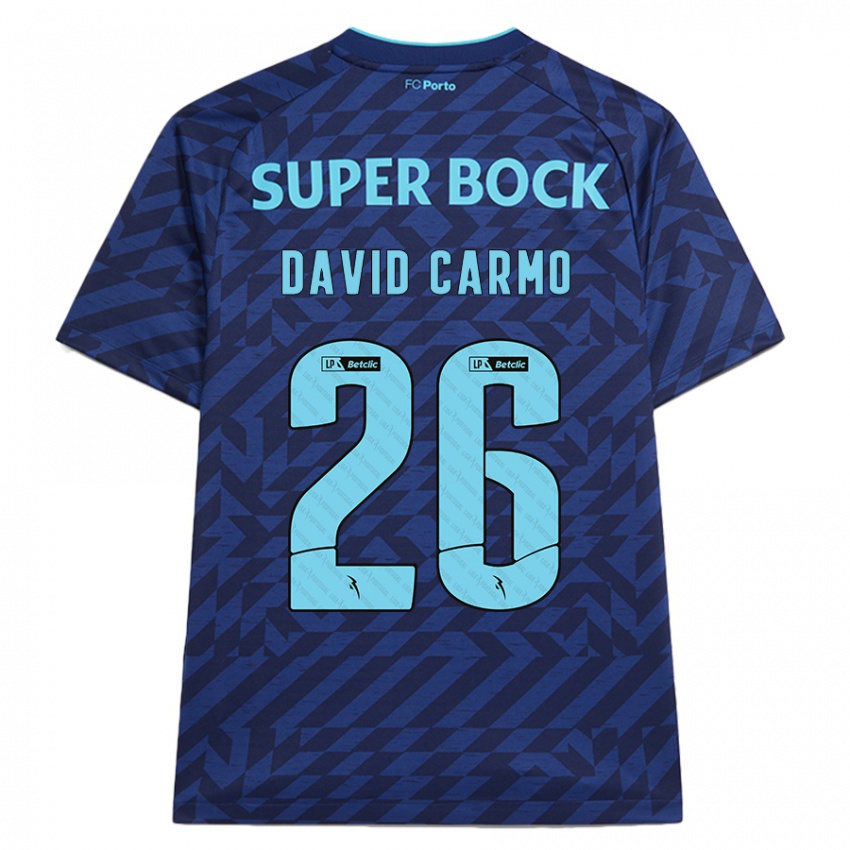 Uomo Maglia David Carmo #26 Blu Navy Kit Gara Third 2024/25 Maglietta